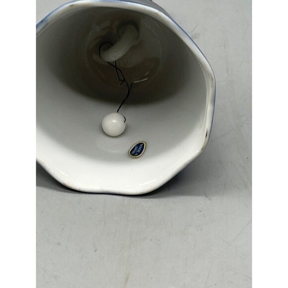 ceramic cobalt blue bell Japanese porcelain gold handle tip floral carriage READ - Picture 4 of 7